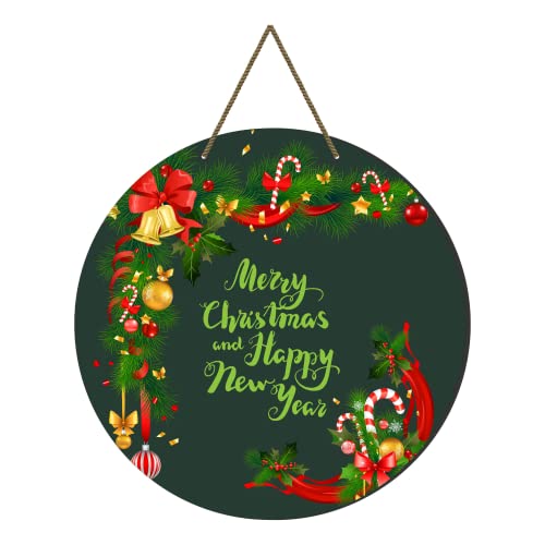Webelkart® Premium Merry Christmas and Happy New Year Printed Wall Hanging/Door Hanging for Home and Christmas Decorations Items (10 Inches) - Image 1