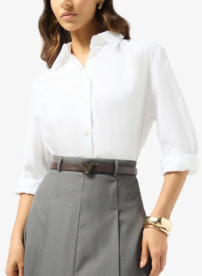 ELLA Brown Gold Accent Classic Waist Belt for Women | Best Price UAE