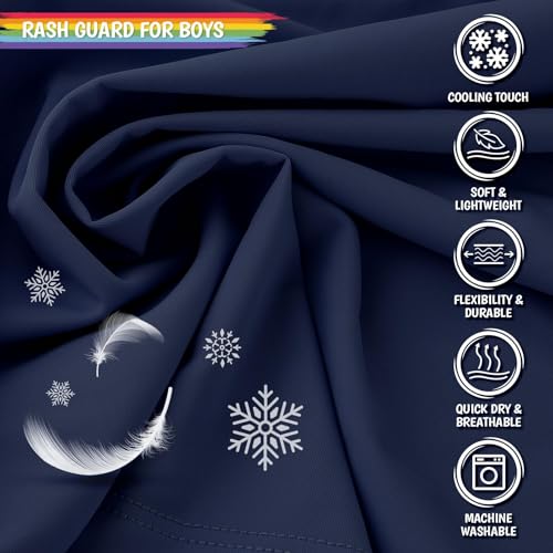 Smarash Boys Swim Shirts Rash Guard Short Sleeve Sun Protection UPF50+ Rashguard Fishing Surf Quick Dry Cool Beach Clothes for Toddler Youth Kids Navy Blue Size 6 - Image 5