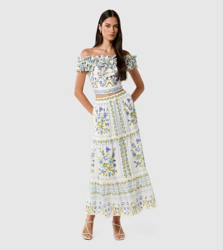فورايفر نيو CAMERON Printed Off Shoulder Crop Top