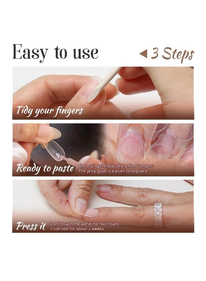 GlamKit 24Pcs Press On Nails ，Short Almond Pink French Tip Gradient Designs Glue On Full Cover False Acrylic Nails for Women Girls - Image 5