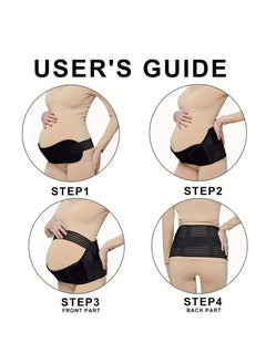 Beirui Maternity Belt 3 in 1 Maternity Support Maternity Belt Waistband / Back / Tummy Belt / Postpartum Recovery Belt Black Adjustable Size XL  - Image 3