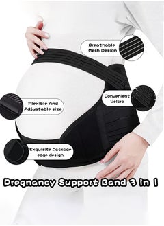 Beirui Maternity Belt 3 in 1 Maternity Support Maternity Belt Waistband / Back / Tummy Belt / Postpartum Recovery Belt Black Adjustable Size XL  - Image 5