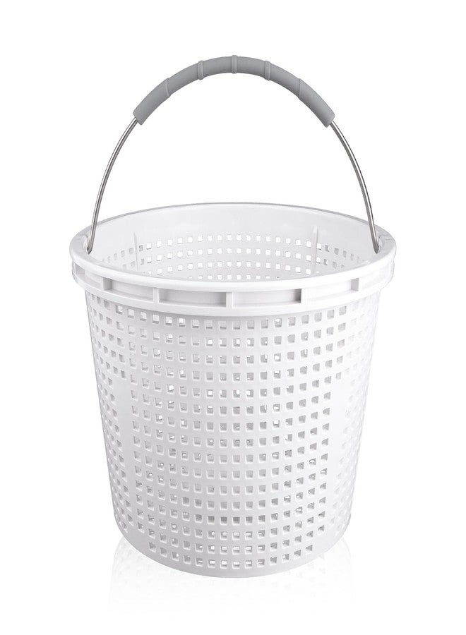 ZTTM 8" Pool Skimmer Basket for Inground Pool Compatible with Pentair U-3 Skimmer Basket 08650-0007 and Hayward SP1070 SPX1070E Pool Basket ，Stainless Steel Handle，Rubber Grip & Built in weighting，White - Image 1