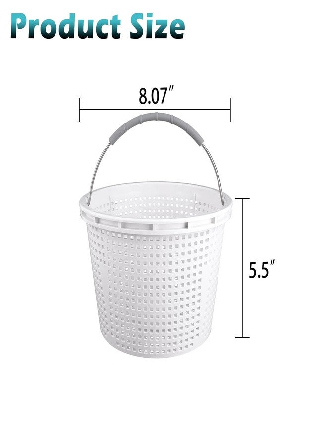 ZTTM 8" Pool Skimmer Basket for Inground Pool Compatible with Pentair U-3 Skimmer Basket 08650-0007 and Hayward SP1070 SPX1070E Pool Basket ，Stainless Steel Handle，Rubber Grip & Built in weighting，White - Image 2