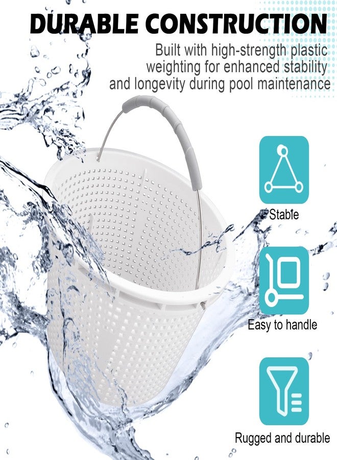 ZTTM 8" Pool Skimmer Basket for Inground Pool Compatible with Pentair U-3 Skimmer Basket 08650-0007 and Hayward SP1070 SPX1070E Pool Basket ，Stainless Steel Handle，Rubber Grip & Built in weighting，White - Image 4