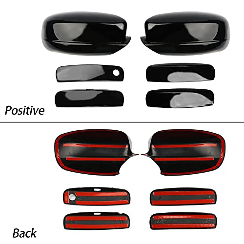 SPORTULI Black Vehicle Side View Mirror Covers Caps + Door Handle Covers Replace for 2011-2022 2023 2024 Dodge Charger - Image 2