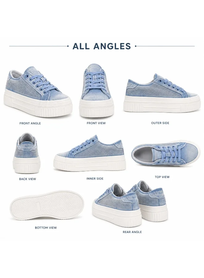 Lumberjack  Anya Women Sneakers Blue Denim Strass – Lightweight Breathable Casual Shoes for Women | Best Price UAE