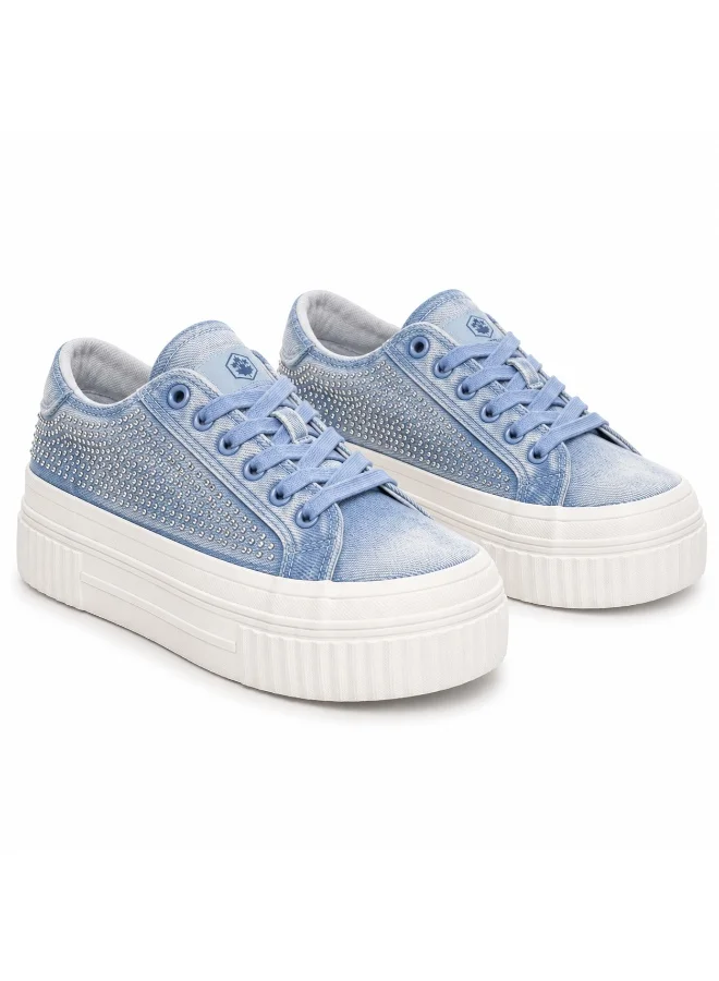 لامبرجاك Lumberjack Anya Women Sneakers Blue Denim Strass – Lightweight Breathable Casual Shoes