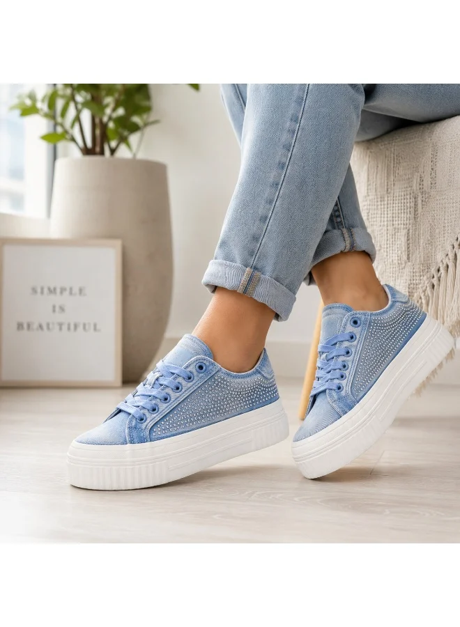 Lumberjack  Anya Women Sneakers Blue Denim Strass – Lightweight Breathable Casual Shoes for Women | Best Price UAE