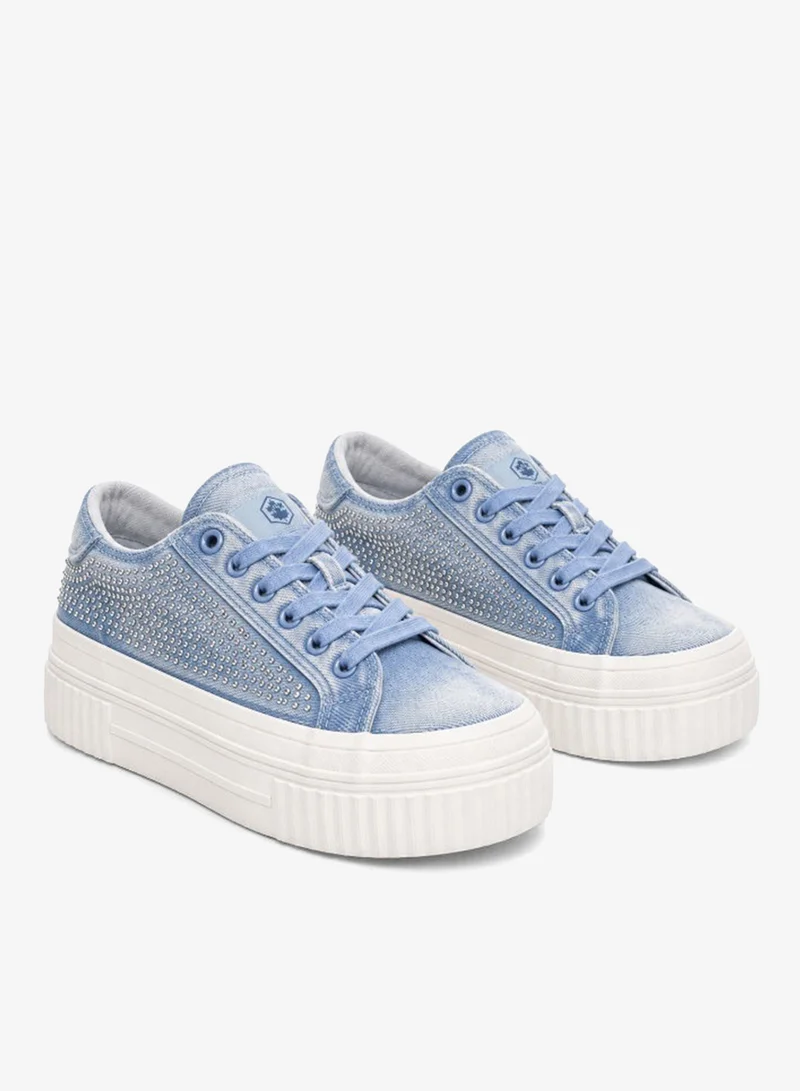 Lumberjack Lumberjack Anya Women Sneakers Blue Denim Strass – Lightweight Breathable Casual Shoes