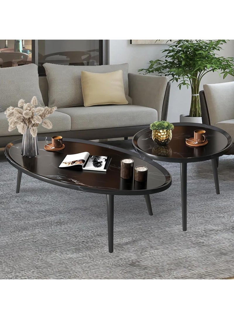 AUTOYSUR 2 Set Living Room Table,Combination Coffee Table,Tea Table Suitable For The Living Room And Bedroom, Large-capacity Living Room Table Storage (Black) - Image 1