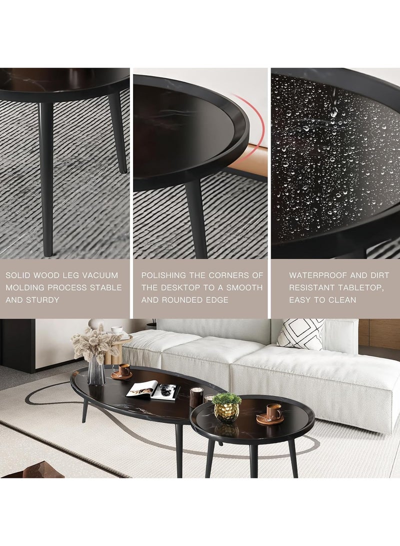 AUTOYSUR 2 Set Living Room Table,Combination Coffee Table,Tea Table Suitable For The Living Room And Bedroom, Large-capacity Living Room Table Storage (Black) - Image 3