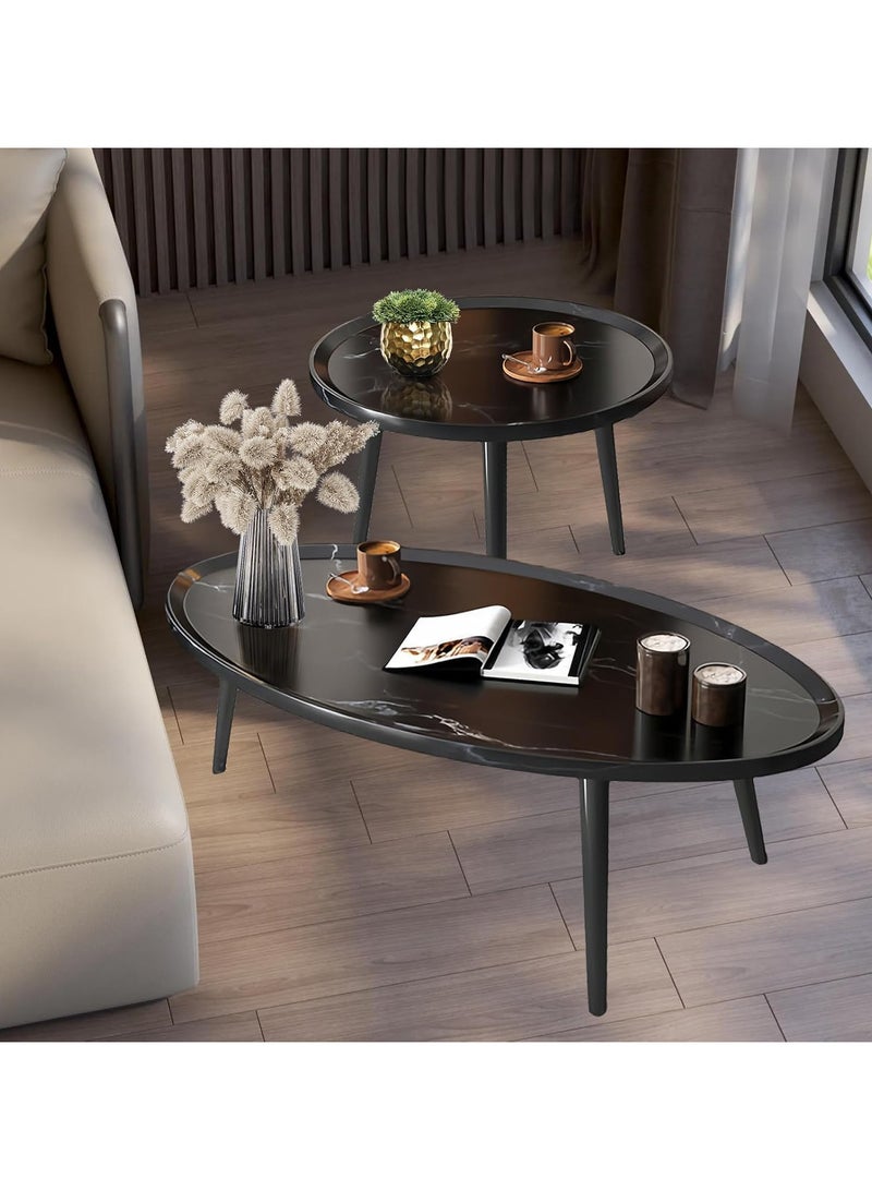 AUTOYSUR 2 Set Living Room Table,Combination Coffee Table,Tea Table Suitable For The Living Room And Bedroom, Large-capacity Living Room Table Storage (Black) - Image 4