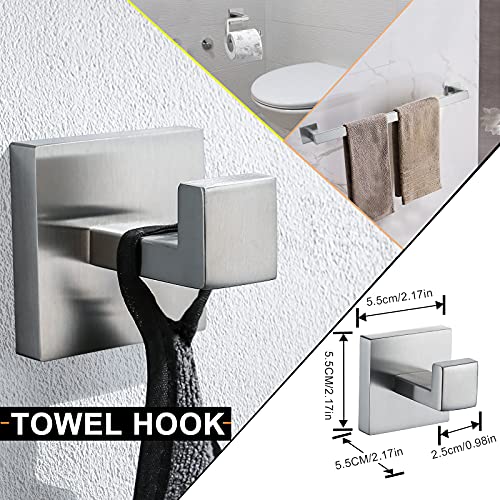 YACVCL 5-Piece Bathroom Hardware Accessories Set 23.6 inch Towel Bar Towel Rack Sets Modern Towel Ring Kit Stainless Steel Wall Mounted (Brushed Nickel) - Image 3