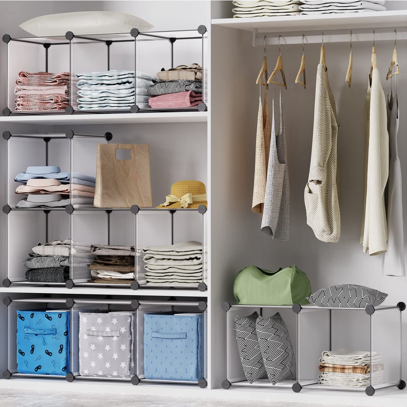 HOMIDEC Closet Organizers and Storage, 9 Cube Storage Organizer, Portable Closet Organizer Storage Cubes Shelves for Clothes, Bedroom, Wardrobe, Kids Room, Bathroom, Transparent - Image 3