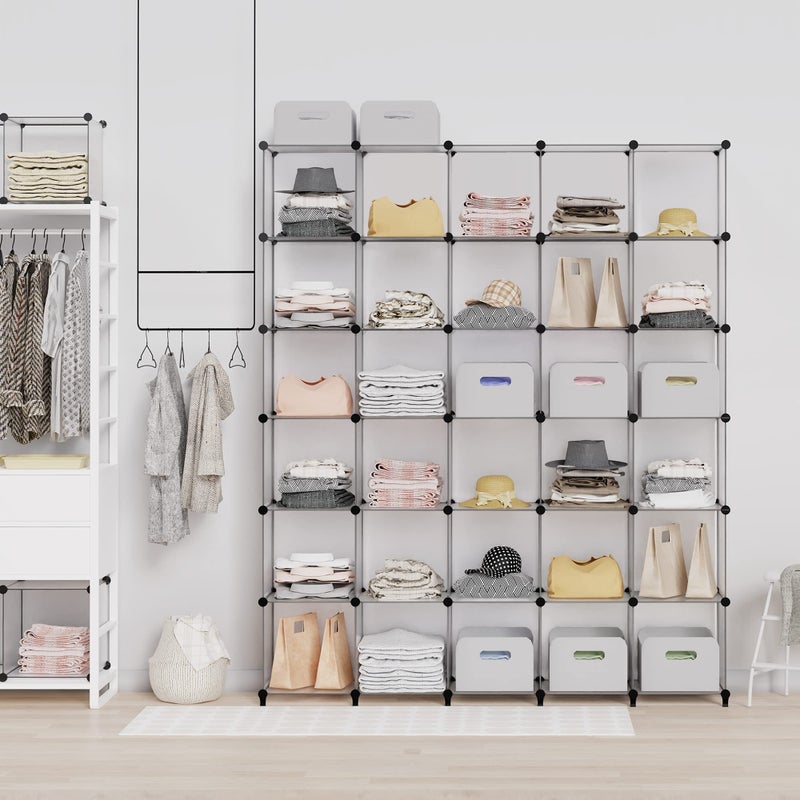 HOMIDEC Closet Organizers and Storage, 9 Cube Storage Organizer, Portable Closet Organizer Storage Cubes Shelves for Clothes, Bedroom, Wardrobe, Kids Room, Bathroom, Transparent - Image 2