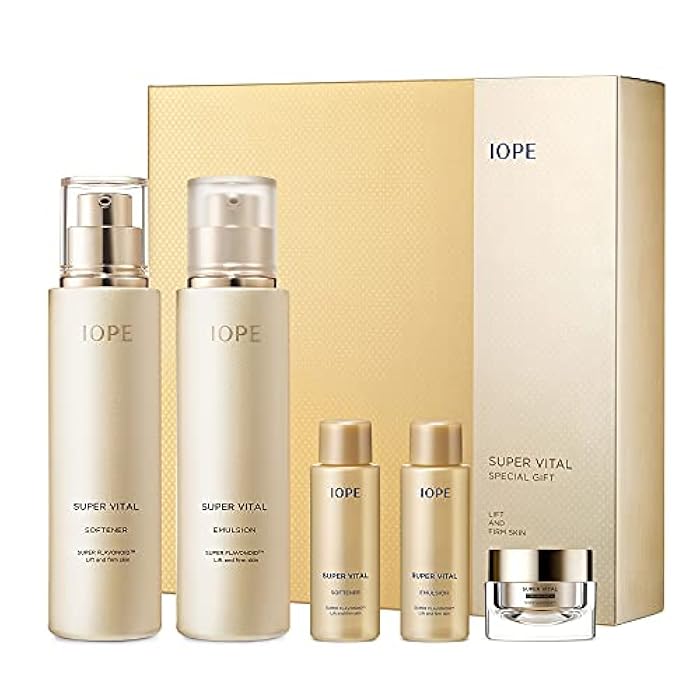 IOPE Super Vital Skin Care Set - Luxury Korean Skincare Gift Set for Anti Aging, Including Face Toner, Lotion and Moisturizer for Wrinkle Care - Facial Care Kit for All Skin, for Hydration & Lifting - Image 1