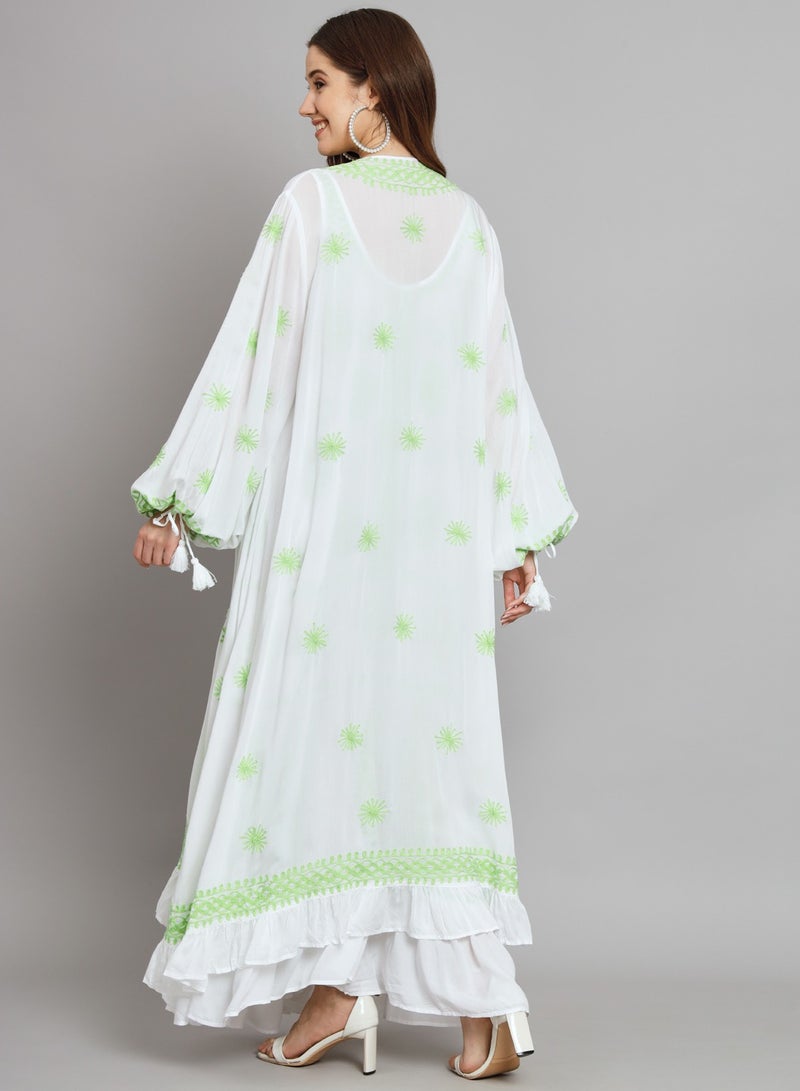 Alaya Hand Embroidered Chikankari Modal Kaftan-AL3605 - Image 2