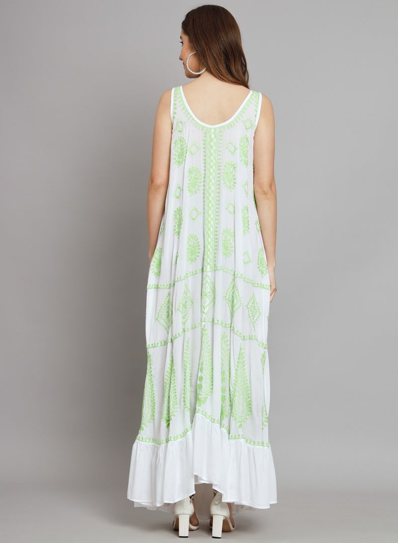 Alaya Hand Embroidered Chikankari Modal Kaftan-AL3605 - Image 4