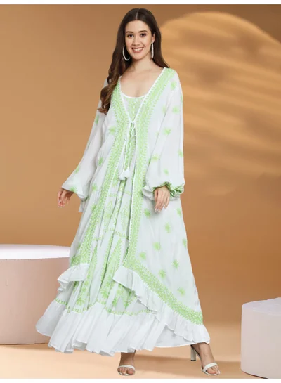 Alaya Hand Embroidered Chikankari Modal Kaftan-AL3605