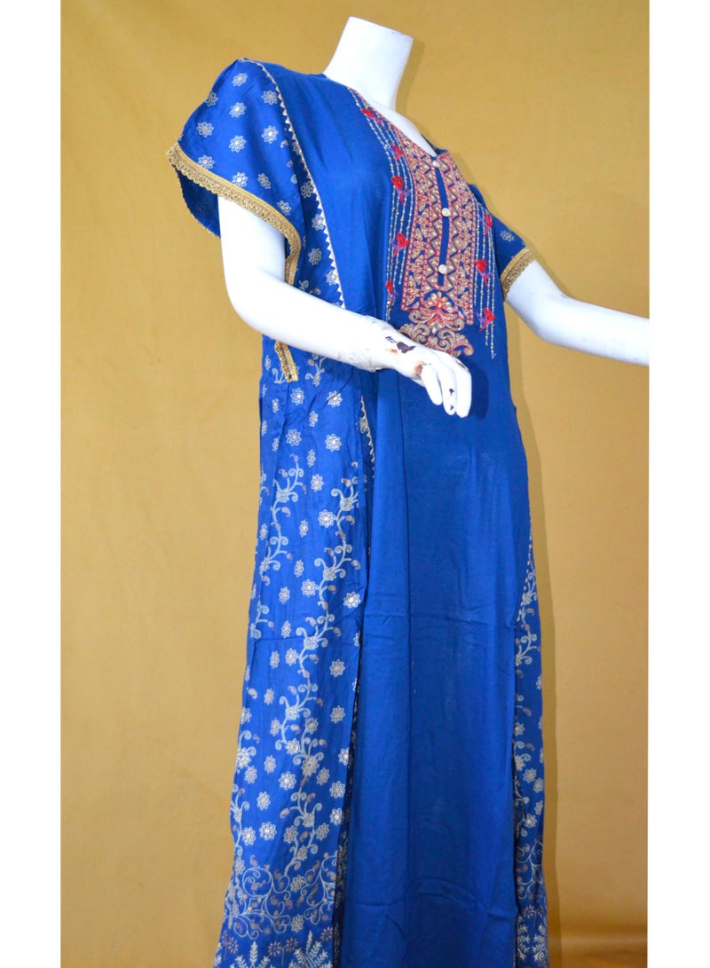 زينة جلابية نسائية أنيقة مطرزة – واسعة من الأسفل، بأكمام باتوينج، بشريط جانبي قابل للتعديل - Image 2