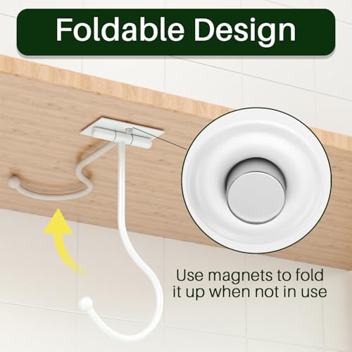 Josmimic White Banana Hanger Hook Under Cabinet: Adhesive Banana Holder, Foldable with Magnets When Not in Use, Under Counter Banana Hook, Stainless, Hold 13 LB - Image 3