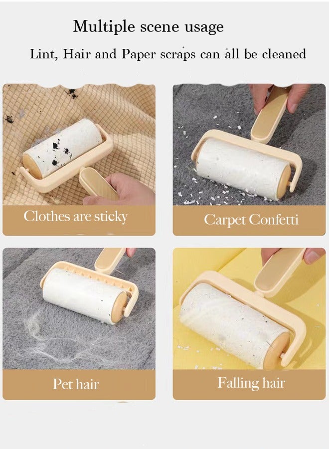Portable Clothing Hair Dust Fur Removal Lint Roller Remover Tear-Off Adhesive Dust Paper Sticky with 1 Refills Adhesive Lint Brush for Clothes Carpet Car Seats Dust Dogs Cats Assorted  - Image 5