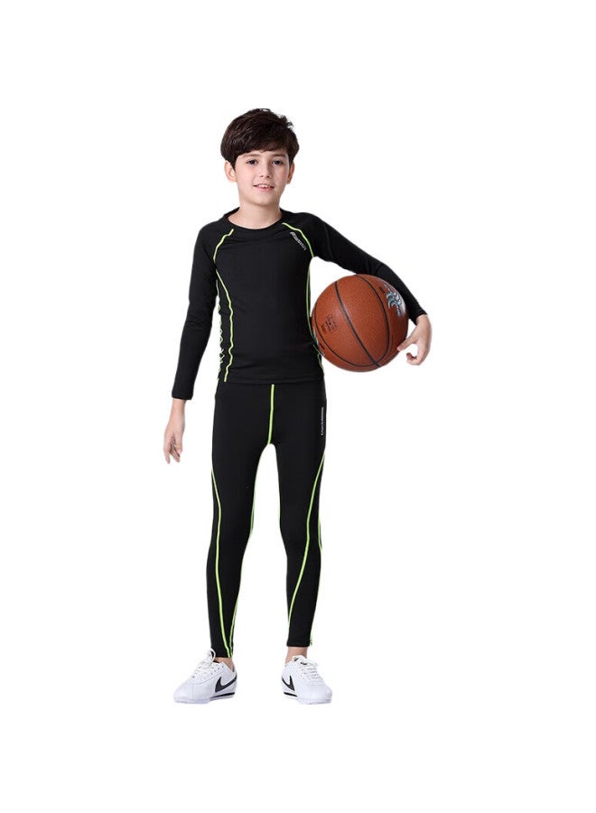BURUITE Children'S Quick-Dry Sportswear Set, Basketball And Soccer Training Fitness Wear, Tight-Fitting Shirt For Boys, Running, Student Badminton Outfit - Image 1