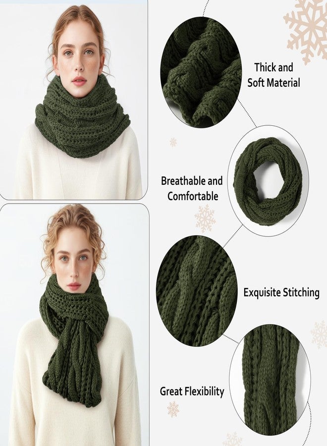 Pleneal Winter Beanie Hat Scarf Gloves Set, Thick Warm Knit Winter Skull Cap Touch Screen Gloves Neck Scarf for Women Men 6 Green - Image 4