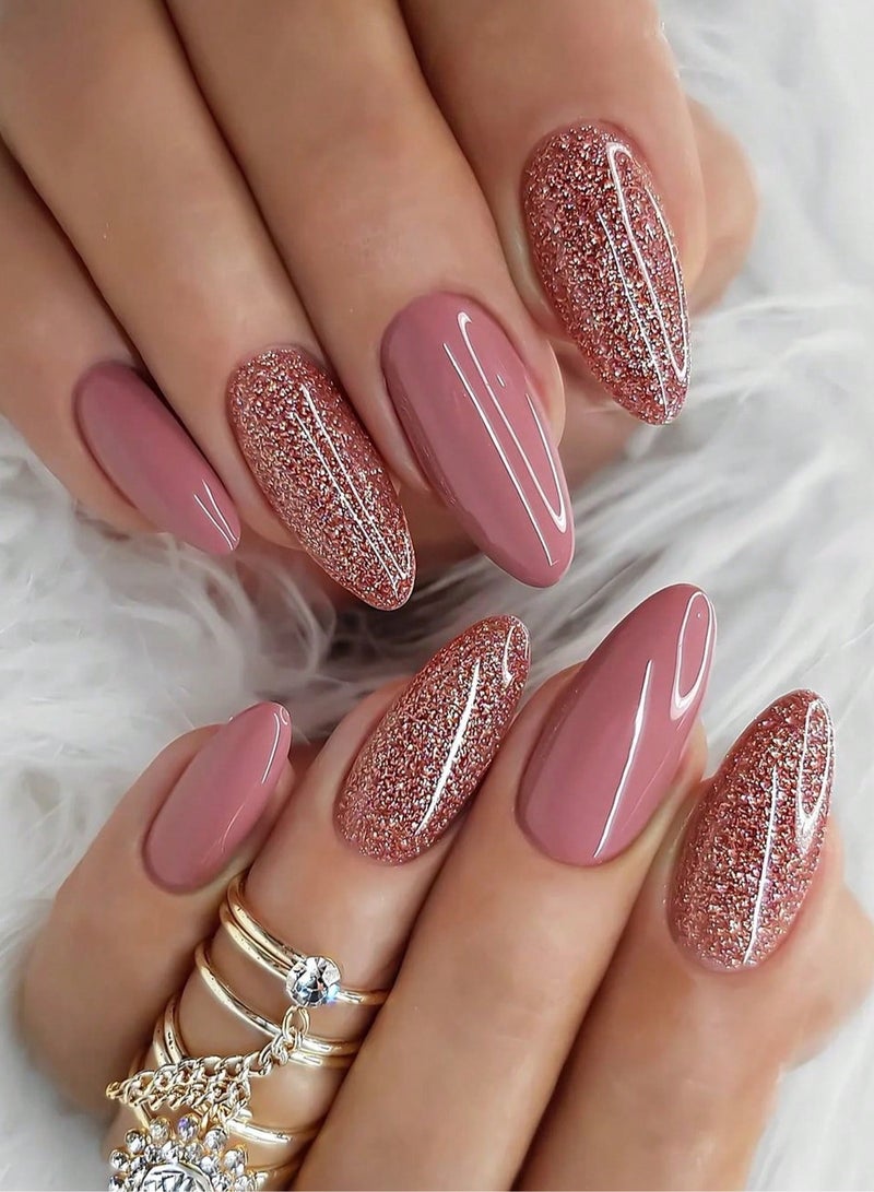 اظافر تركيب بشكل لوزي تحتوي العلبه على 24 ظفر مع مبرد اظافر و صمغ - Image 1