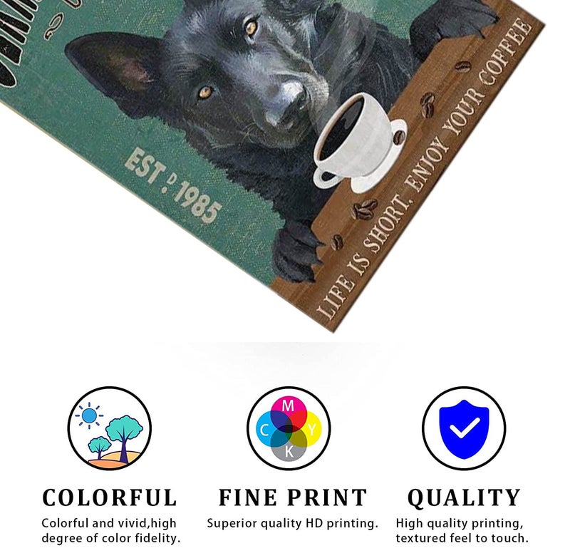 CCPARTON Metal Sign - Black German Shepherd Dog Coffee Company Vintage Retro Aluminum Sign for Home Cafe Kitchen - 8x12 Inches - Image 3