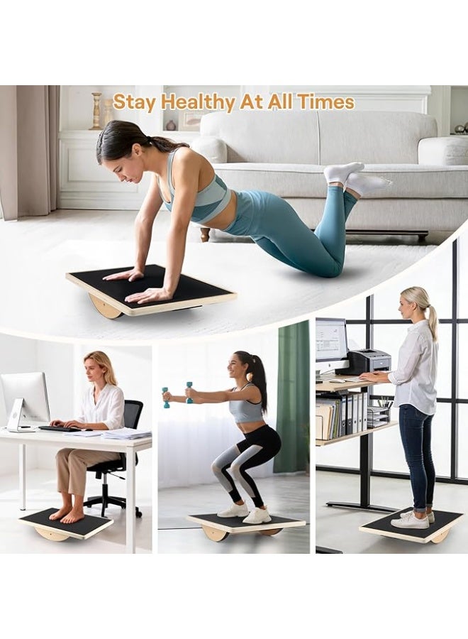 Wooden Balance Board for Core Strength Training, Adult Wobble Balance Trainer for Stability, Coordination, Physiotherapy, Home Fitness and Daily Exercise - Image 5