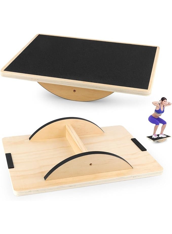 Wooden Balance Board for Core Strength Training, Adult Wobble Balance Trainer for Stability, Coordination, Physiotherapy, Home Fitness and Daily Exercise - Image 1