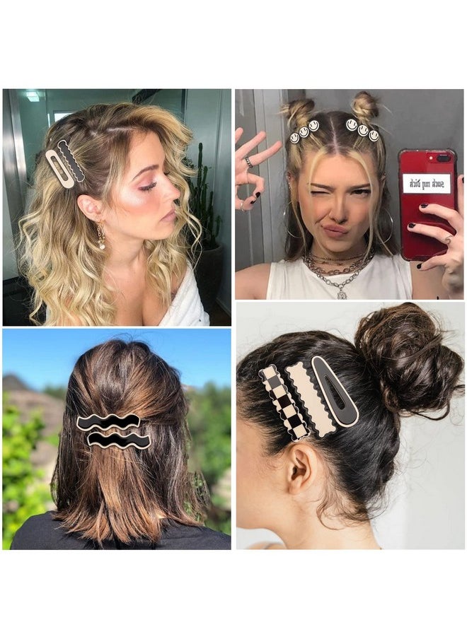 MagicSky - Agicsky Simple No Bend Hair Clips Black White Checker Hair Barrettes No Crease Wave Geometric Duckbill Bobby Pins Korean Styling Minimalist Hairpin Hair Accessories Gifts For Women Girls - Image 1