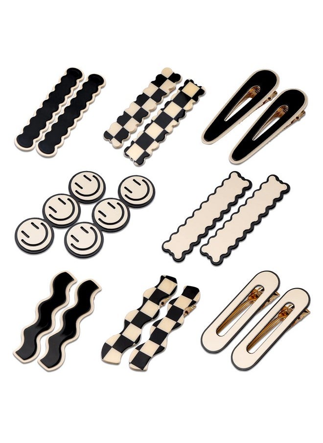 MagicSky - Agicsky Simple No Bend Hair Clips Black White Checker Hair Barrettes No Crease Wave Geometric Duckbill Bobby Pins Korean Styling Minimalist Hairpin Hair Accessories Gifts For Women Girls - Image 1