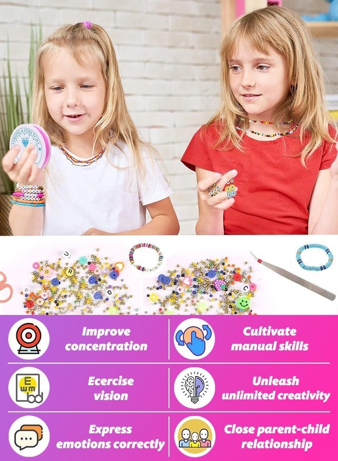 25,000pcs Glass Beads Clay Beads for Jewelry Making Kit, Preppy Bracelet Beads with Smiley Face Bead Letter Beads Charms Pendants, Heishi Beading Supplies Art Craft Set for Girl Kids DIY Handmade Gift - Image 4