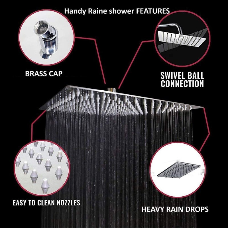 Handy رأس دش مطلي بالكروم من الفولاذ المقاوم للصدأ والنحاس بلمسة نهائية لامعة 12 × 12 بوصة - Image 3