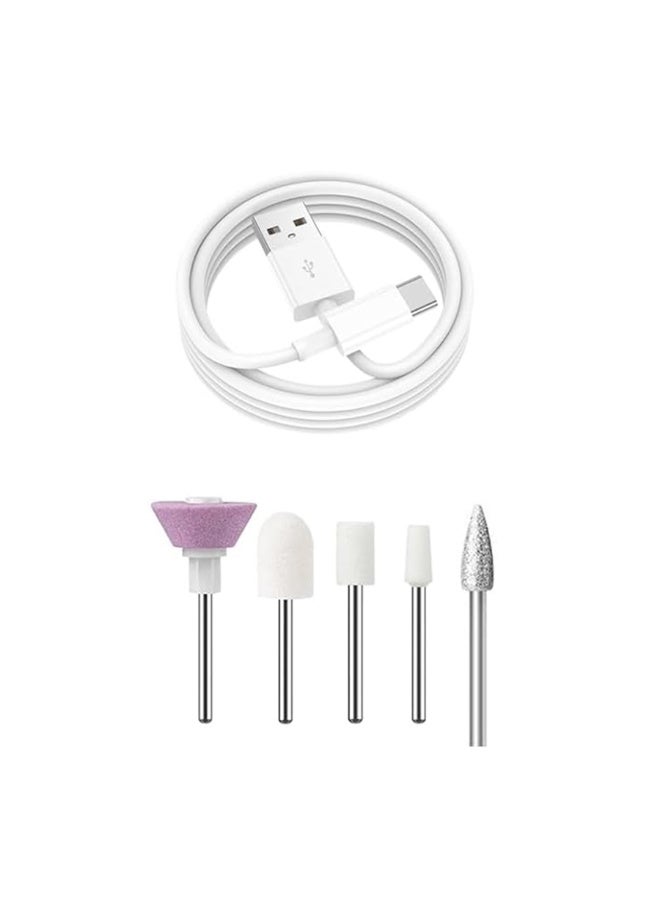 Professional Electric Nail Drill for Women , 20000RPM USB Rechargeable Nail File with 12 Bits, Easy to Use Adjustable Speed for Acrylic, Gel, Manicure & Pedicure, Portable Pink Nail Machine - Multicolour - Image 3