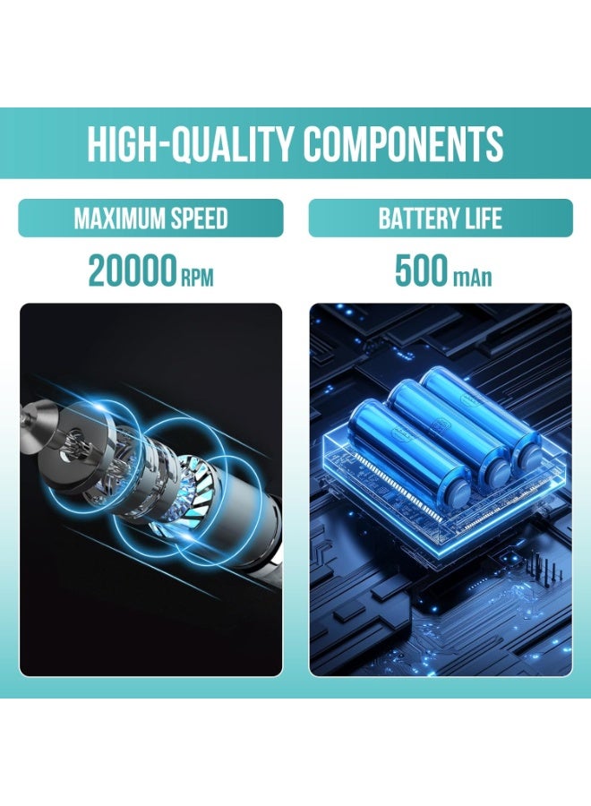 Professional Electric Nail Drill for Women , 20000RPM USB Rechargeable Nail File with 12 Bits, Easy to Use Adjustable Speed for Acrylic, Gel, Manicure & Pedicure, Portable Pink Nail Machine - Multicolour - Image 5