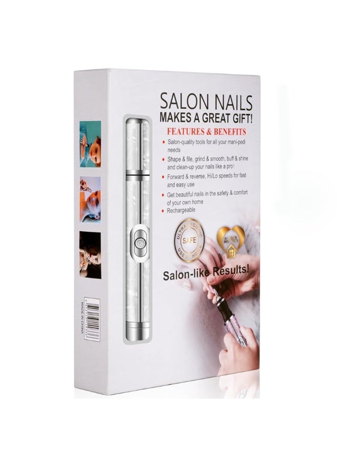 Professional Electric Nail Drill for Women , 20000RPM USB Rechargeable Nail File with 12 Bits, Easy to Use Adjustable Speed for Acrylic, Gel, Manicure & Pedicure, Portable Pink Nail Machine - Multicolour - Image 4