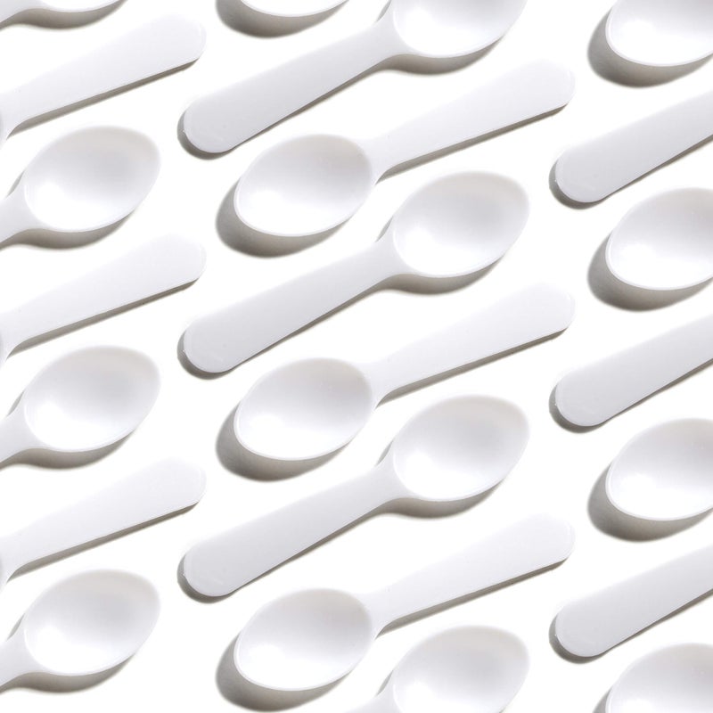Extra Sturdy BPA Free 200ct Plastic Tasting Spoons Disposable Mini Tasters for Small Sampling or Individual Portions of Ice Cream Sauces and Appetizers Great for Food Trucks Parties and Events