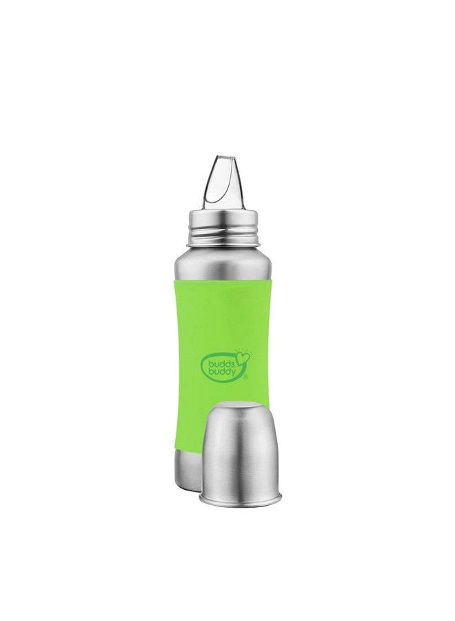 BuddsBuddy Stella Plus Neck New Born Baby Feeding Bottle Made With High Grade Stainless Steel ; Rust Free Feeding Bottle With Nipple ; Leak Proof Baby Bottle ; With Extra Spout Sipper ; 300 Ml ; Green - Image 4