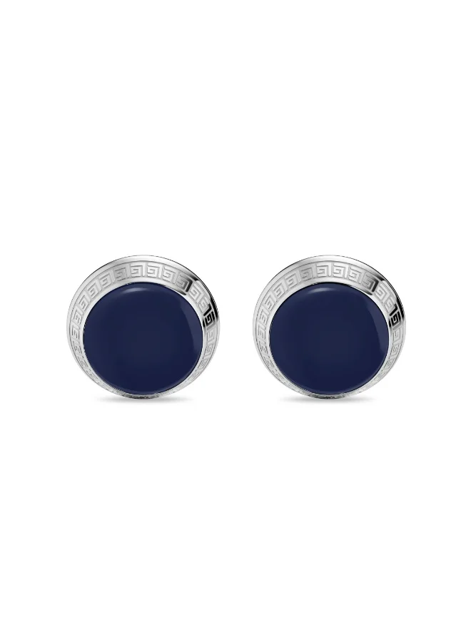 غاي لاروش Alain Silver & Blue Cufflink for Men