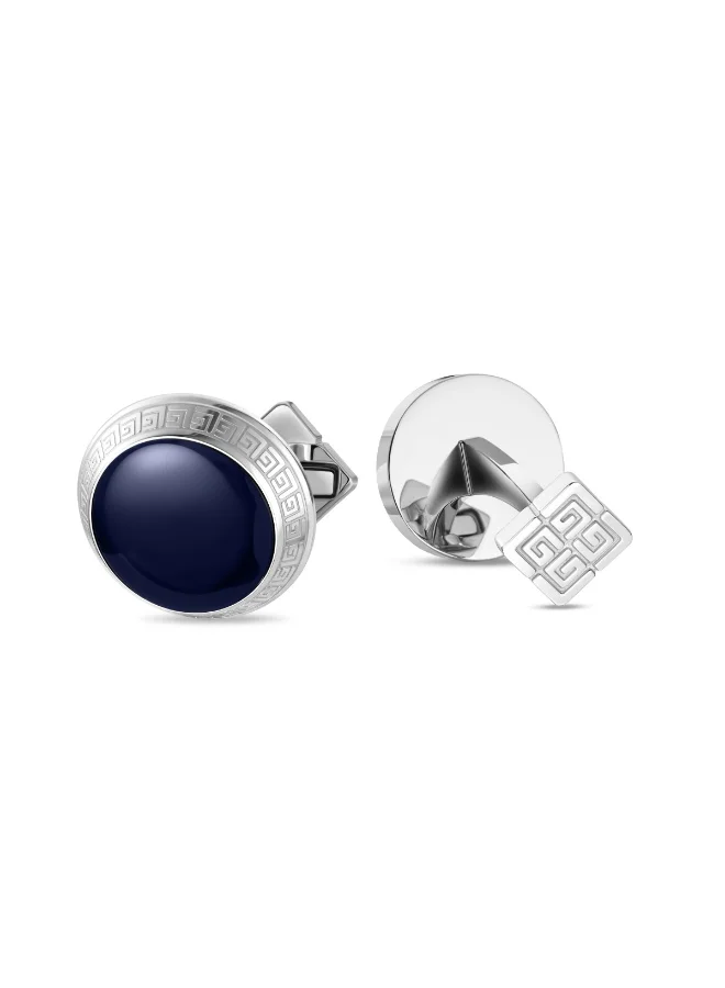 غاي لاروش Alain Silver & Blue Cufflink for Men