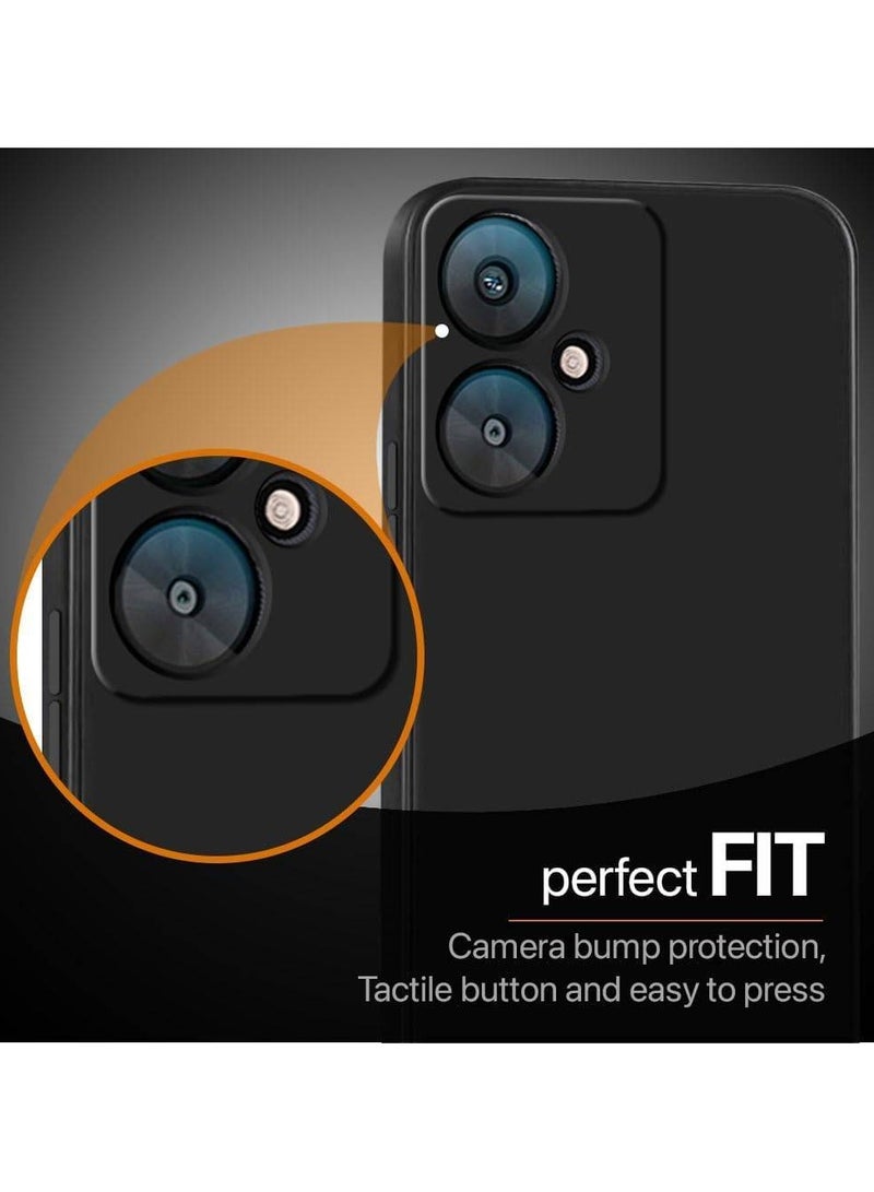 LIXES Xiaomi Redmi 13C 5G, Poco M6 5G Slim Ultra Soft Rubberised Back Cover, Inner Velvet Fabric Lining, Matte Silicone Flexible Camera Protection, Black - Image 3