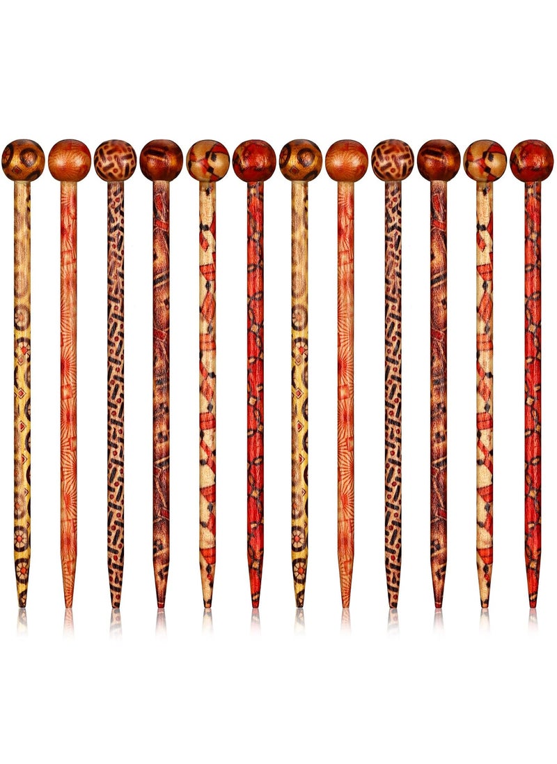 Cindeer - Cindeer 12 Pieces Wooden Hair Sticks Bulk Vintage Japanese Chinese Hairpins for Women Decorative Retro Hair Chopsticks for Women Bun Updo Accessory 6 Styles - Image 1