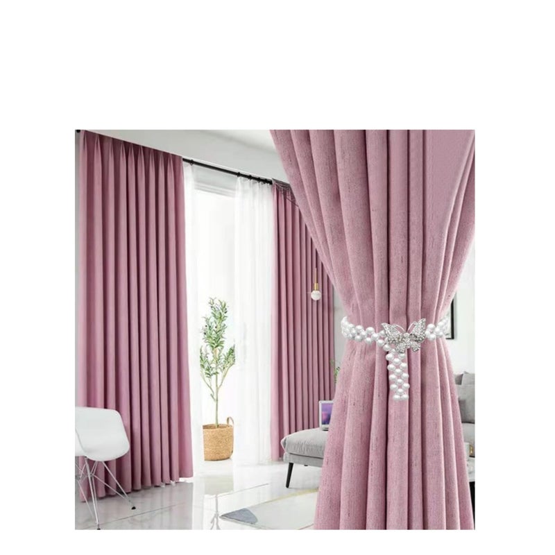 SOLARAE 2 Pieces  Curtain TieBacks Butterfly Pearl Curtain Decorative Clips Rope Holdbacks Curtain Holder Buckles Metal TieBacks for Home Office Hotel Window Drape Decorative - Image 3