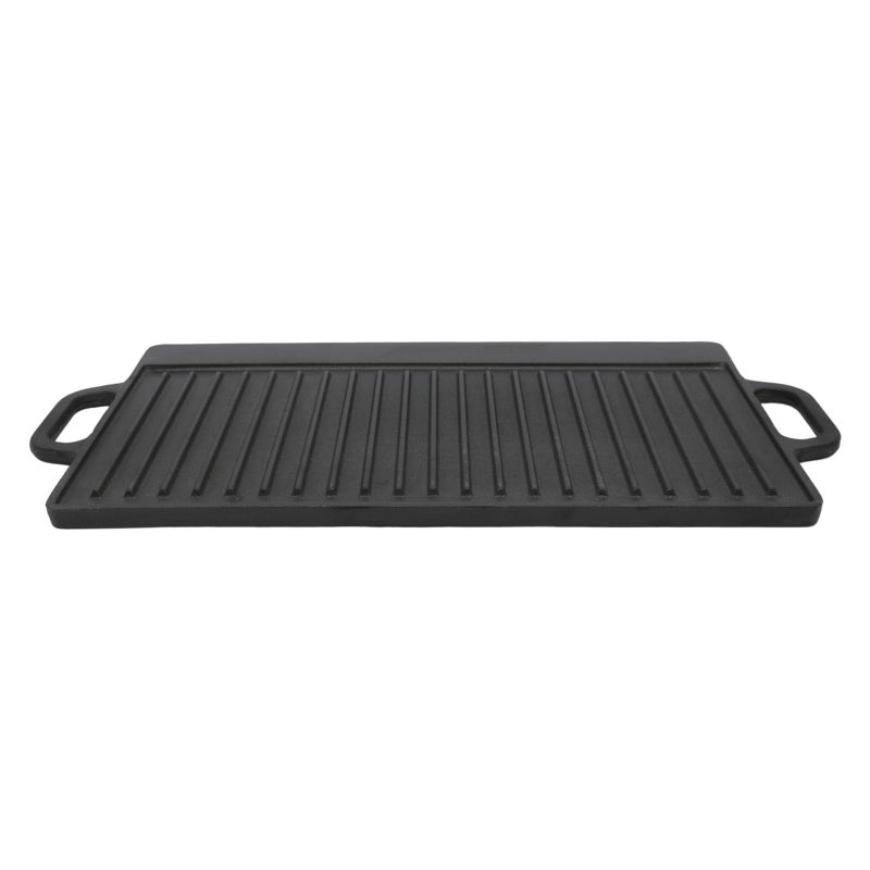 Bister Cast Iron Grill Griddle 50.5 cm – Large Rectangular Plant Oil Coated Non-Stick Pan with Dual Handles, Flat Bottom, Compatible with Induction, Gas & Electric Stoves, Black - Image 1