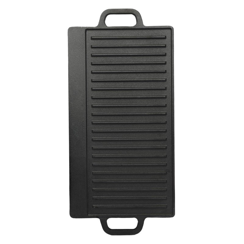 Bister Cast Iron Grill Griddle 50.5 cm – Large Rectangular Plant Oil Coated Non-Stick Pan with Dual Handles, Flat Bottom, Compatible with Induction, Gas & Electric Stoves, Black - Image 3